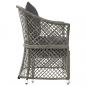 Preview: 2-tlg. Garten-Lounge-Set mit Kissen Grau Poly Rattan