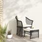 Preview: ARDEBO.de - 2-tlg. Garten-Lounge-Set mit Kissen Schwarz Poly Rattan