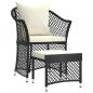 Preview: 2-tlg. Garten-Lounge-Set mit Kissen Schwarz Poly Rattan