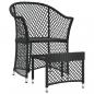 Preview: 2-tlg. Garten-Lounge-Set mit Kissen Schwarz Poly Rattan