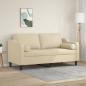 Preview: ARDEBO.de - 2-Sitzer-Sofa mit Zierkissen Creme 140 cm Stoff