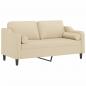 Preview: 2-Sitzer-Sofa mit Zierkissen Creme 140 cm Stoff