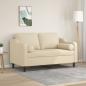 Preview: ARDEBO.de - 2-Sitzer-Sofa mit Zierkissen Creme 120 cm Stoff