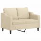 Preview: 2-Sitzer-Sofa mit Zierkissen Creme 120 cm Stoff