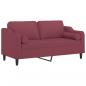 Preview: 2-Sitzer-Sofa mit Zierkissen Weinrot 140 cm Stoff