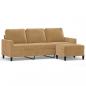 Preview: 3-Sitzer-Sofa mit Hocker Braun 180 cm Samt