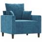 Preview: Sessel mit Hocker Blau 60 cm Samt