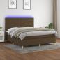 Preview: ARDEBO.de - Boxspringbett mit Matratze & LED Dunkelbraun 160x200 cm Stoff