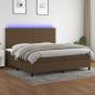 Preview: ARDEBO.de - Boxspringbett mit Matratze & LED Dunkelbraun 200x200 cm Stoff