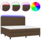 Preview: Boxspringbett mit Matratze & LED Dunkelbraun 200x200 cm Stoff