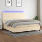 Preview: ARDEBO.de - Boxspringbett mit Matratze & LED Creme 200x200 cm Stoff