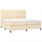 Preview: Boxspringbett mit Matratze & LED Creme 200x200 cm Stoff