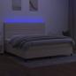 Preview: Boxspringbett mit Matratze & LED Creme 200x200 cm Stoff