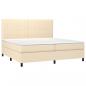 Preview: Boxspringbett mit Matratze & LED Creme 200x200 cm Stoff