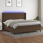 Preview: ARDEBO.de - Boxspringbett mit Matratze & LED Dunkelbraun 200x200 cm Stoff