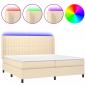 Preview: Boxspringbett mit Matratze & LED Creme 200x200 cm Stoff