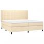 Preview: Boxspringbett mit Matratze & LED Creme 200x200 cm Stoff