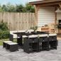 Preview: ARDEBO.de - 11-tlg. Garten-Essgruppe mit Kissen Schwarz Poly Rattan