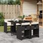 Preview: ARDEBO.de - 5-tlg. Garten-Essgruppe mit Kissen Schwarz Poly Rattan