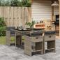 Preview: ARDEBO.de - 5-tlg. Garten-Essgruppe mit Kissen Grau Poly Rattan