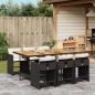 Preview: ARDEBO.de - 7-tlg. Garten-Essgruppe mit Kissen Schwarz Poly Rattan