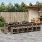 Preview: ARDEBO.de - 17-tlg. Garten-Essgruppe mit Kissen Grau Poly Rattan