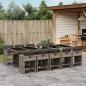 Preview: ARDEBO.de - 11-tlg. Garten-Essgruppe mit Kissen Grau Poly Rattan