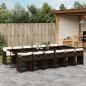 Preview: ARDEBO.de - 13-tlg. Garten-Essgruppe mit Kissen Braun Poly Rattan