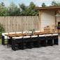 Preview: ARDEBO.de - 13-tlg. Garten-Essgruppe mit Kissen Schwarz Poly Rattan