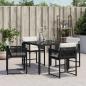 Preview: Gartenstühle mit Kissen 4 Stk. Schwarz Poly Rattan