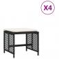 Preview: Gartenhocker mit Kissen 4 Stk. Schwarz 41x41x36 cm Poly Rattan