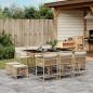 Preview: ARDEBO.de - 11-tlg. Garten-Essgruppe mit Kissen Beige Poly Rattan