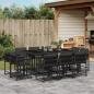 Preview: ARDEBO.de - 11-tlg. Garten-Essgruppe mit Kissen Schwarz Poly Rattan