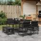 Preview: ARDEBO.de - 9-tlg. Garten-Essgruppe mit Kissen Schwarz Poly Rattan