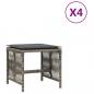 Preview: Gartenhocker mit Kissen 4 Stk. Grau 41x41x36 cm Poly Rattan