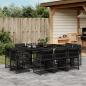 Preview: ARDEBO.de - 11-tlg. Garten-Essgruppe mit Kissen Schwarz Poly Rattan