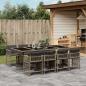 Preview: ARDEBO.de - 9-tlg. Garten-Essgruppe mit Kissen Grau Poly Rattan