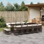 Preview: ARDEBO.de - 15-tlg. Garten-Essgruppe mit Kissen Braun Poly Rattan