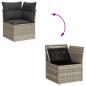 Preview: Garten-Ecksofa mit Kissen Hellgrau Poly Rattan