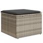 Preview: Gartenhocker mit Kissen Hellgrau 55x55x37 cm Poly Rattan