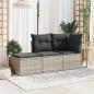 Preview: Gartenhocker mit Kissen Hellgrau 55x55x37 cm Poly Rattan