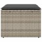 Preview: Gartenhocker mit Kissen Hellgrau 55x55x37 cm Poly Rattan