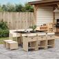 Preview: ARDEBO.de - 11-tlg. Garten-Essgruppe mit Kissen Beige Poly Rattan