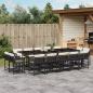 Preview: ARDEBO.de - 15-tlg. Garten-Essgruppe mit Kissen Schwarz Poly Rattan