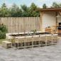 Preview: ARDEBO.de - 17-tlg. Garten-Essgruppe mit Kissen Beige Poly Rattan