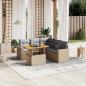 Preview: ARDEBO.de - 6-tlg. Garten-Sofagarnitur mit Kissen Beige Poly Rattan