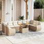 Preview: ARDEBO.de - 11-tlg. Garten-Sofagarnitur mit Kissen Beige Poly Rattan