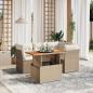 Preview: ARDEBO.de - 5-tlg. Garten-Sofagarnitur mit Kissen Beige Poly Rattan