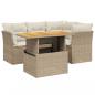 Preview: 5-tlg. Garten-Sofagarnitur mit Kissen Beige Poly Rattan