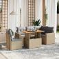 Preview: ARDEBO.de - 6-tlg. Garten-Sofagarnitur mit Kissen Beige Poly Rattan